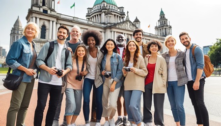 A group of visitors exploring Belfast Northern Ireland